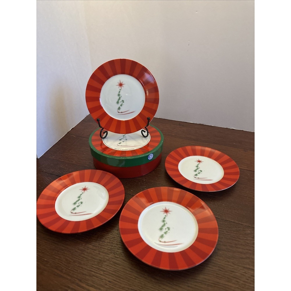 Christmas Plates Set A Four Dessert Plates